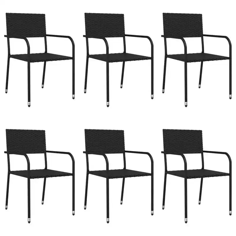vidaXL Set da pranzo da giardino impilabile standard in polirattan e acciaio nero - Lunghezza tavolo 63