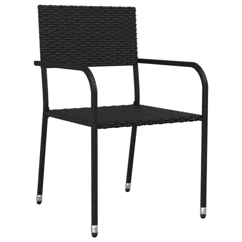 vidaXL Set da pranzo da giardino impilabile standard in polirattan e acciaio nero - Lunghezza tavolo 63