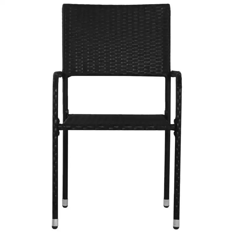 vidaXL Set da pranzo da giardino impilabile standard in polirattan e acciaio nero - Lunghezza tavolo 63