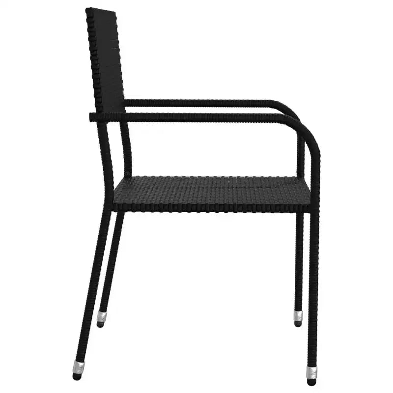 vidaXL Set da pranzo da giardino impilabile standard in polirattan e acciaio nero - Lunghezza tavolo 63