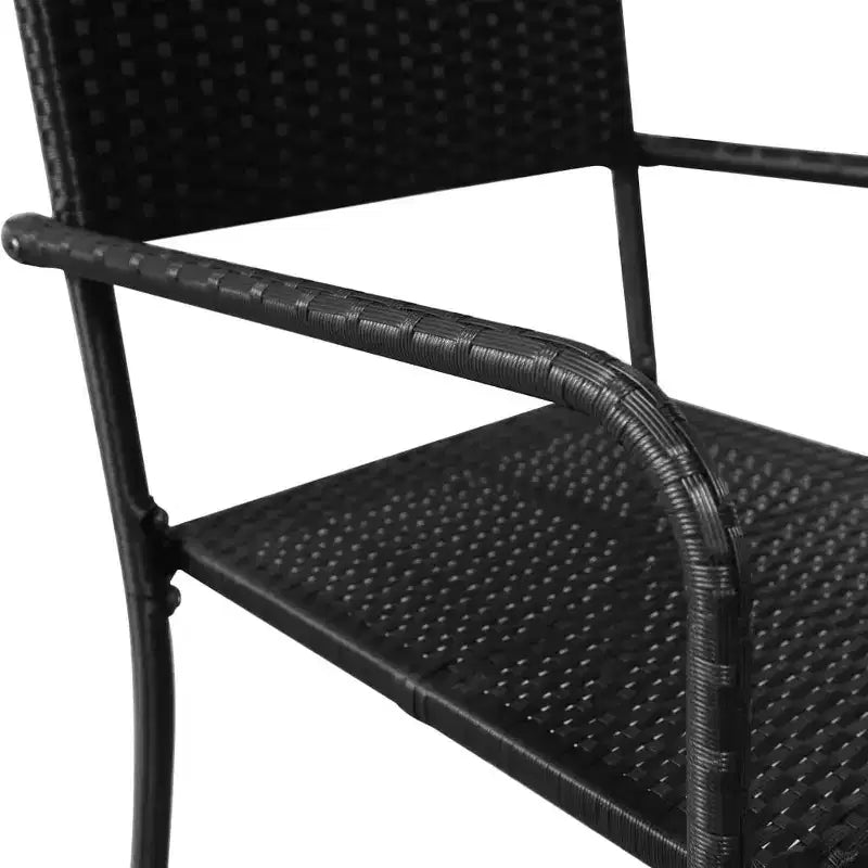 vidaXL Set da pranzo da giardino impilabile standard in polirattan e acciaio nero - Lunghezza tavolo 63