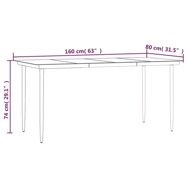 vidaXL Set da pranzo da giardino nero in polyrattan, acciaio verniciato a polvere, vetro - 63 Lunghezza tavolo grigio 4
