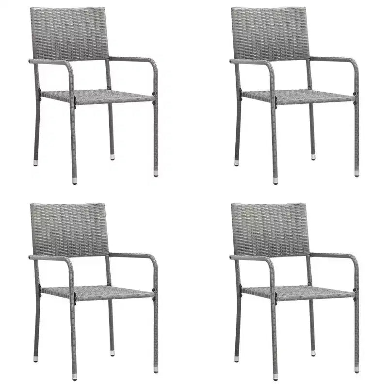vidaXL Set da pranzo da giardino nero in polyrattan, acciaio verniciato a polvere, vetro - 63 Lunghezza tavolo grigio 4