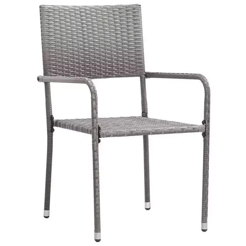 vidaXL Set da pranzo da giardino nero in polyrattan, acciaio verniciato a polvere, vetro - 63 Lunghezza tavolo grigio 4