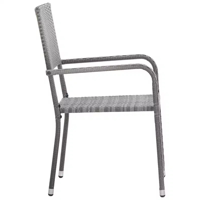 vidaXL Set da pranzo da giardino nero in polyrattan, acciaio verniciato a polvere, vetro - 63 Lunghezza tavolo grigio 4