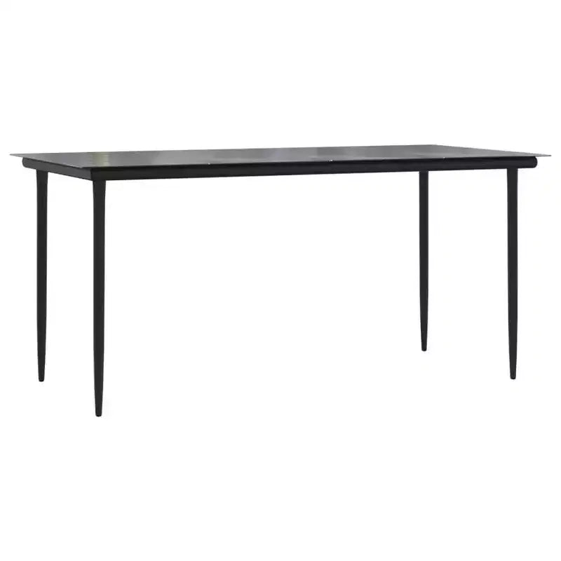 vidaXL Set da pranzo da giardino nero in polyrattan, acciaio verniciato a polvere, vetro - 63 Lunghezza tavolo grigio 4