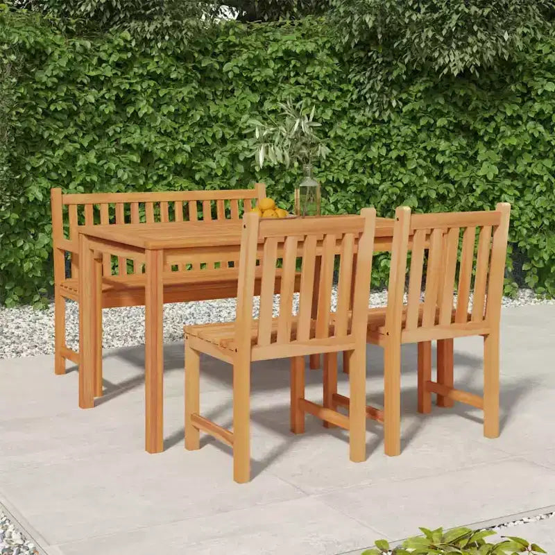 vidaXL Set da pranzo da giardino in legno massello di teak levigato, colore: Naturale