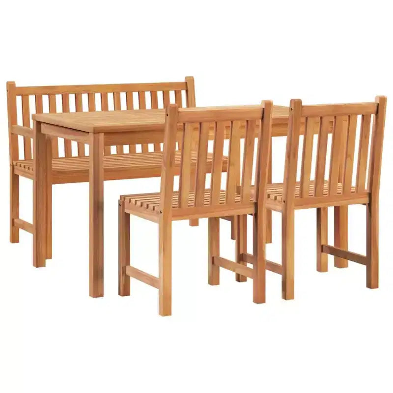 vidaXL Set da pranzo da giardino in legno massello di teak levigato, colore: Naturale