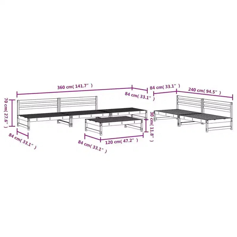 vidaXL Set da Salotto da Esterno 6 Pezzi - Legno Massello di Pino - Arredamento da Giardino Modulare per Giardino, Terrazza, Balcone