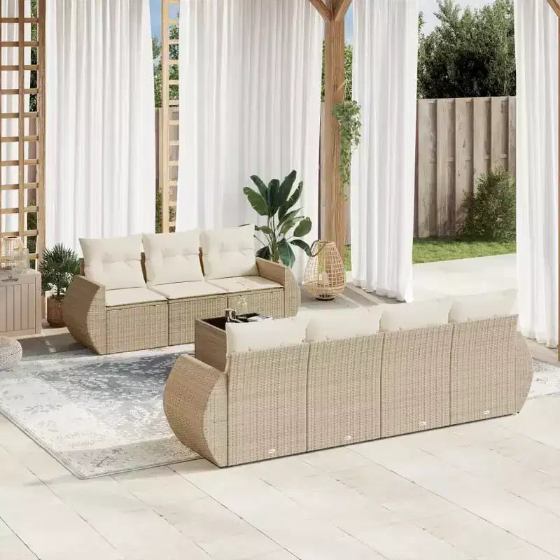 vidaXL Set Divani da Giardino Beige Rattan PE L:250 cm Materiali Resistenti ai Raggi UV