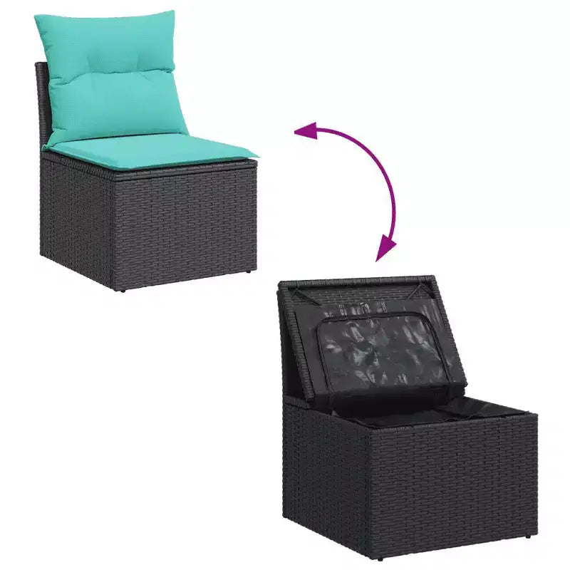 vidaXL Set di Divani da Giardino Nero in Rattan PE 3 Pezzi con Fodere Rimovibili