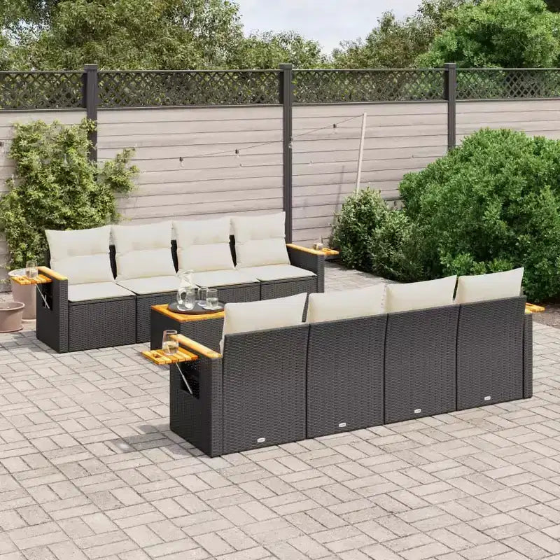 vidaXL Salotto da Giardino Nero in Rattan PE Larghezza 234 cm