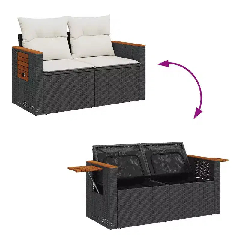 vidaXL Salotto da Giardino Nero in Rattan PE Larghezza 234 cm