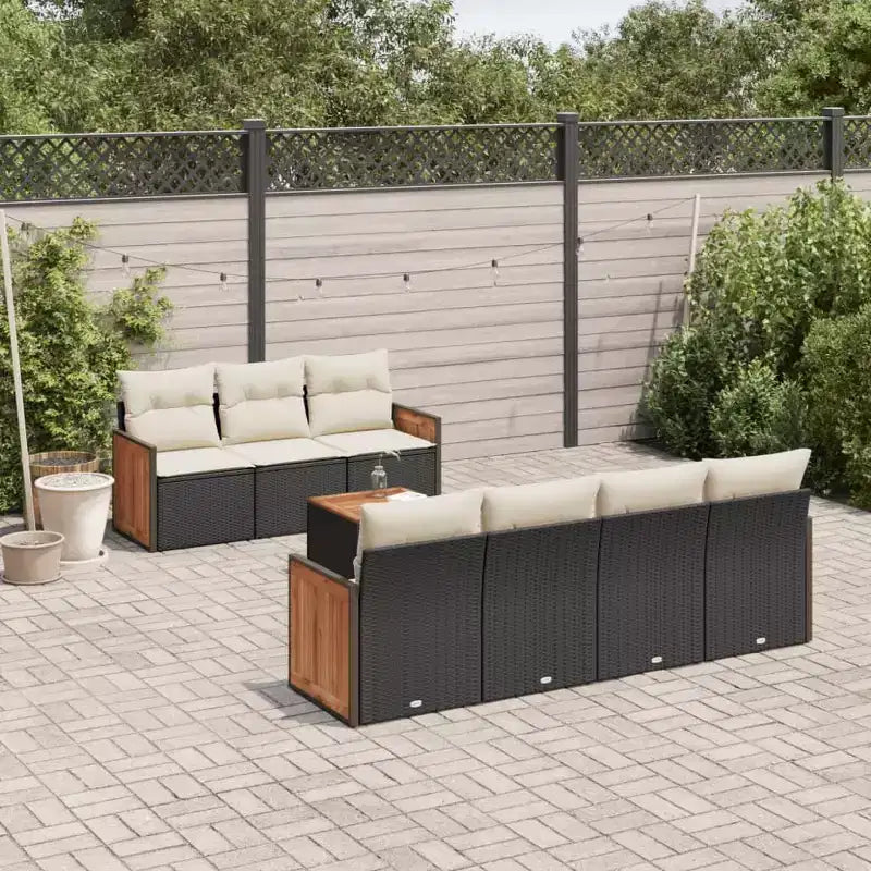 vidaXL Set Divani da Giardino Nero in Rattan PE Grandi Piedini Regolabili