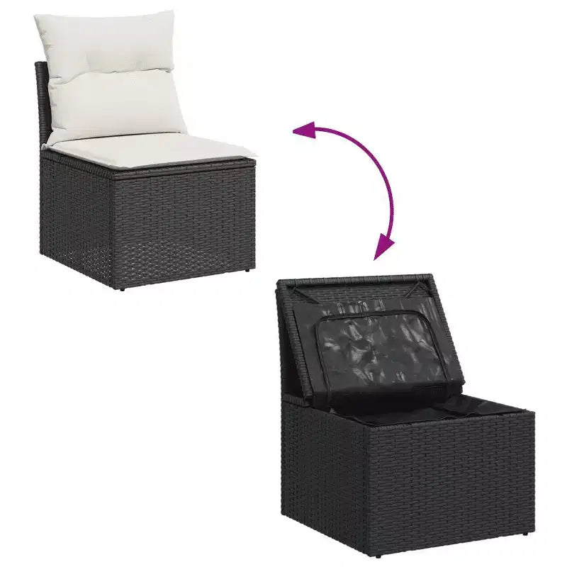 vidaXL Set Divani da Giardino Nero in Rattan PE Grandi Piedini Regolabili