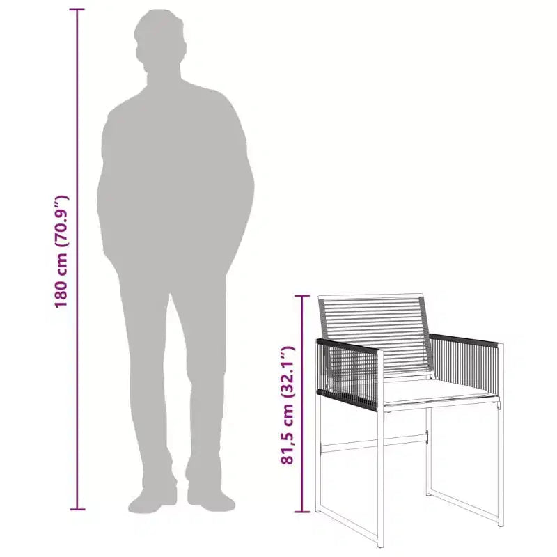 vidaXL Set da pranzo da patio con cuscini tavolo e sedia da esterno in polyrattan nero