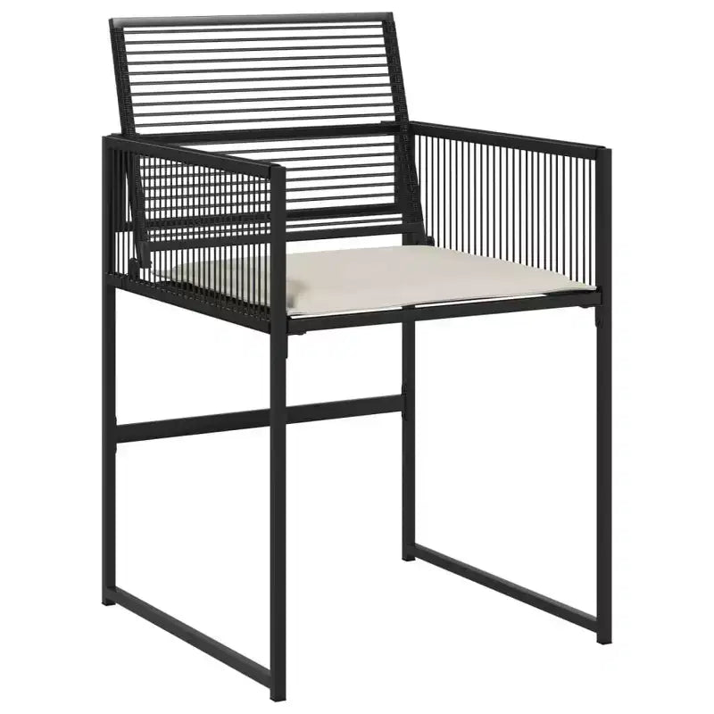 vidaXL Set da pranzo da patio con cuscini tavolo e sedia da esterno in polyrattan nero