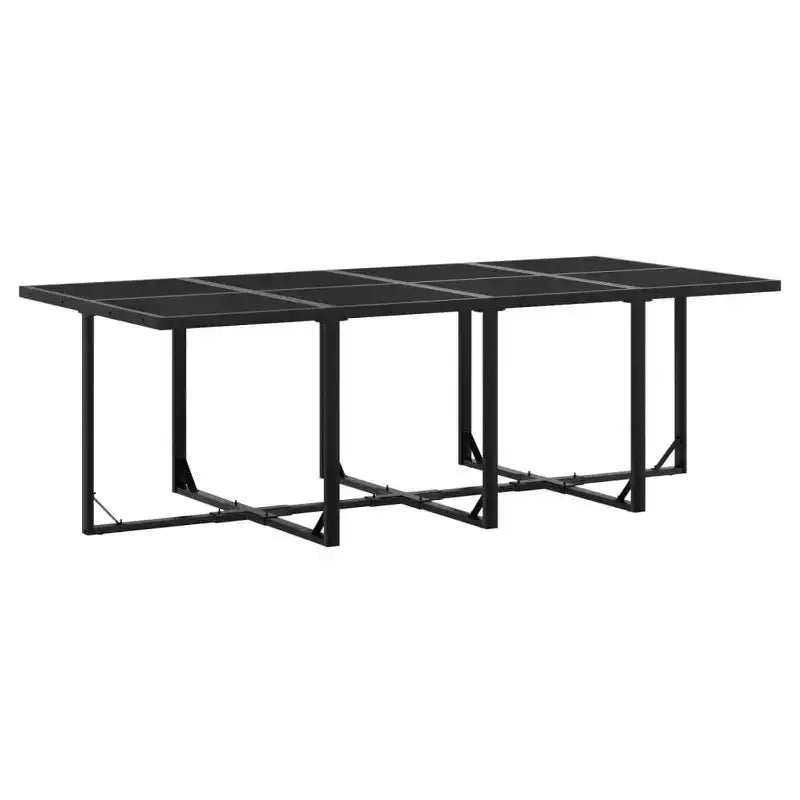 vidaXL Set da pranzo da esterno con cuscini 13 pz in textilene nero - Sedie pieghevoli salvaspazio, Resistente ai raggi UV, Tavolo in vetro temperato