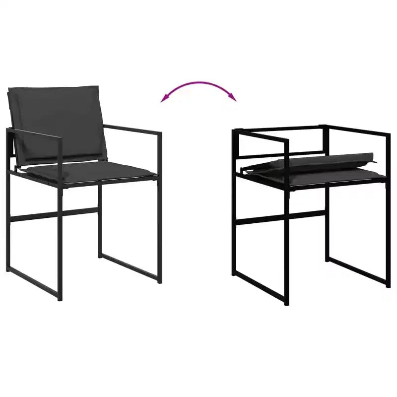 vidaXL Set da pranzo da esterno con cuscini 13 pz in textilene nero - Sedie pieghevoli salvaspazio, Resistente ai raggi UV, Tavolo in vetro temperato