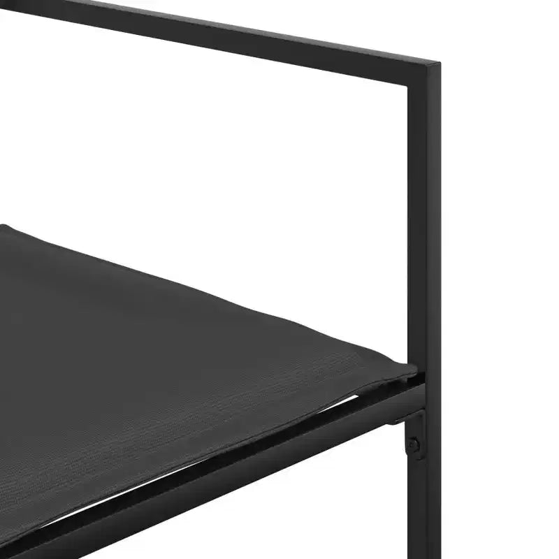 vidaXL Set da pranzo da esterno con cuscini 13 pz in textilene nero - Sedie pieghevoli salvaspazio, Resistente ai raggi UV, Tavolo in vetro temperato