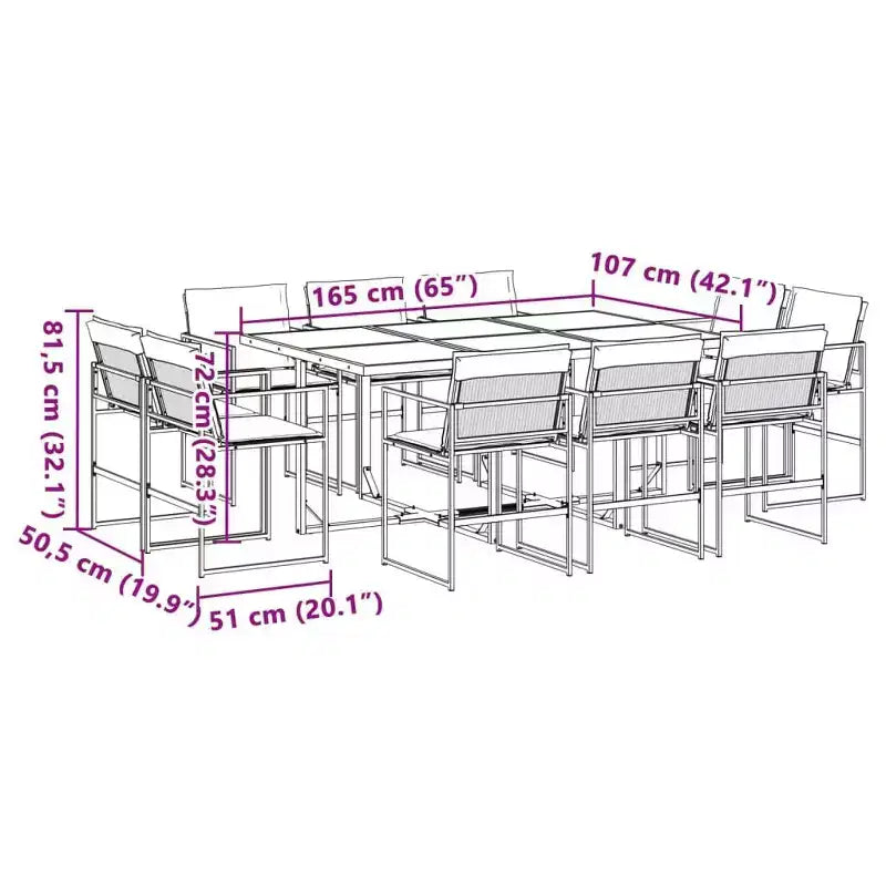 vidaXL Set da pranzo da esterno 11 pz con cuscini, Textilene nero