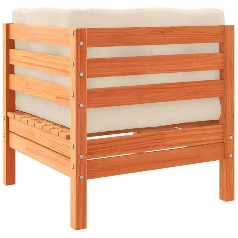 vidaXL Set Divani da Giardino Marrone Cera, Crema in Legno Massello di Pino, Tessuto Oxford
