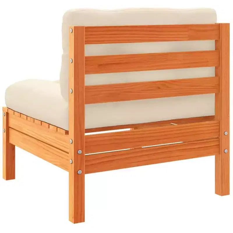 vidaXL Set Divani da Giardino Marrone Cera, Crema in Legno Massello di Pino, Tessuto Oxford