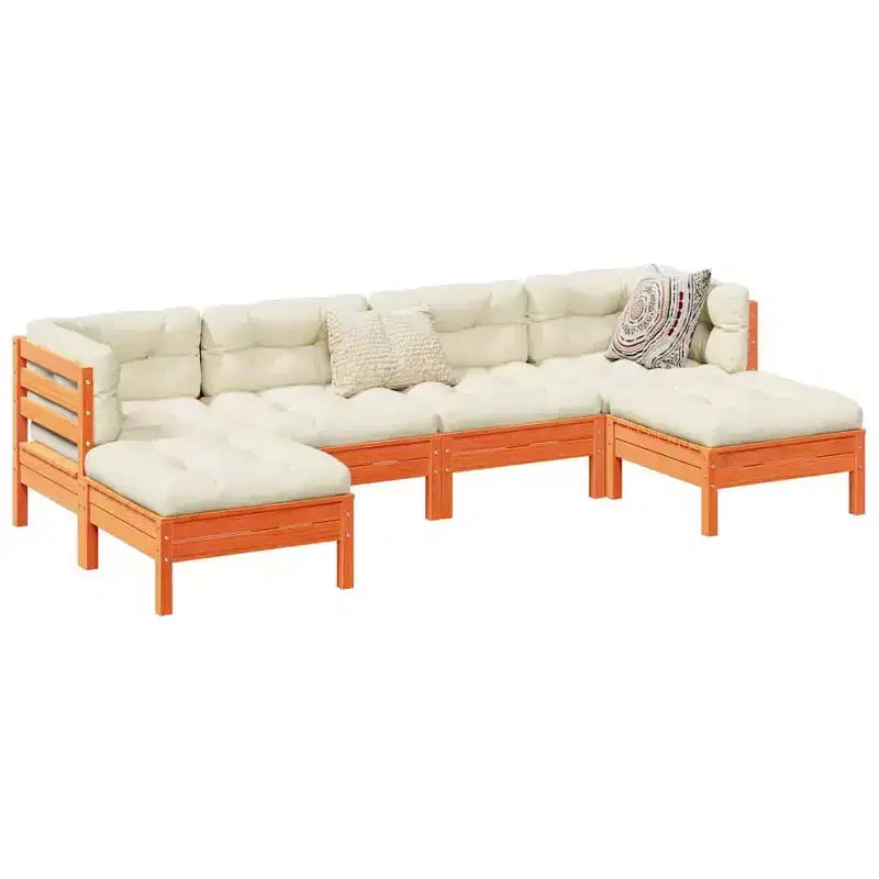 vidaXL Set Divani da Giardino Marrone Cera Legno Massello di Pino Grande Modulare