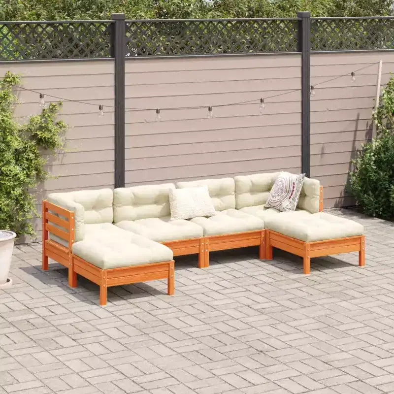 vidaXL Set Divani da Giardino Marrone Cera Legno Massello di Pino Grande Modulare