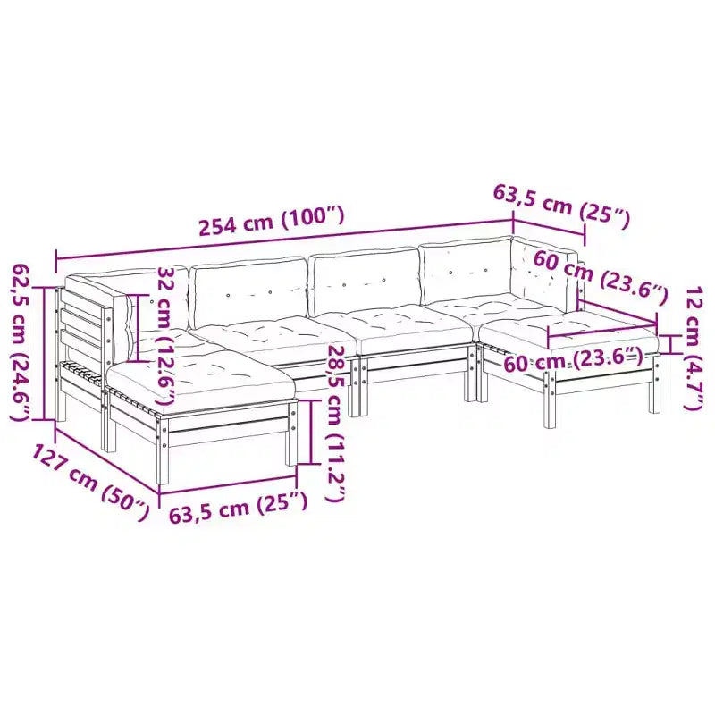 vidaXL Set Divani da Giardino Marrone Cera Legno Massello di Pino Grande Modulare