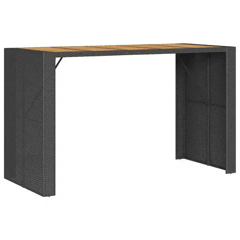 vidaXL Set da Bar 7 Pezzi da Esterno Nero - Polyrattan e Legno di Acacia Resistente alle Intemperie con Sgabelli