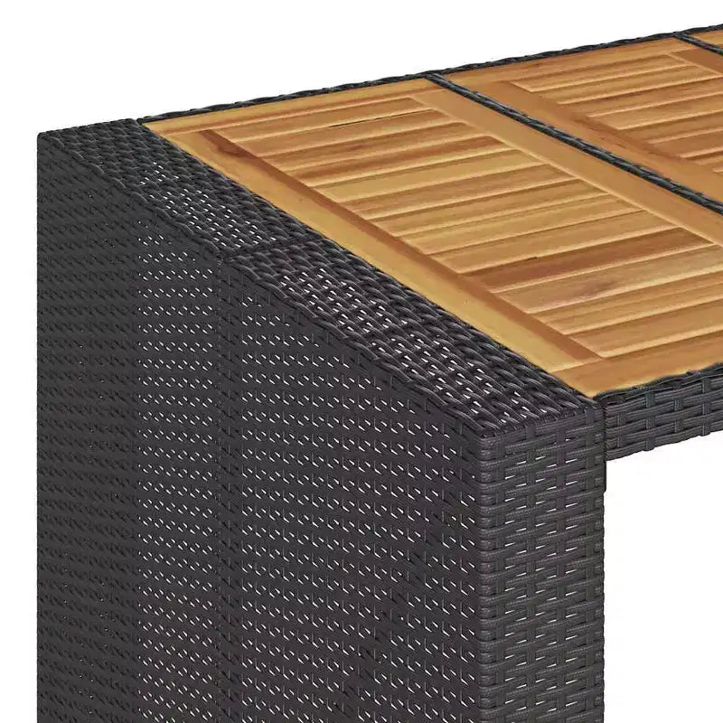 vidaXL Set da Bar 7 Pezzi da Esterno Nero - Polyrattan e Legno di Acacia Resistente alle Intemperie con Sgabelli