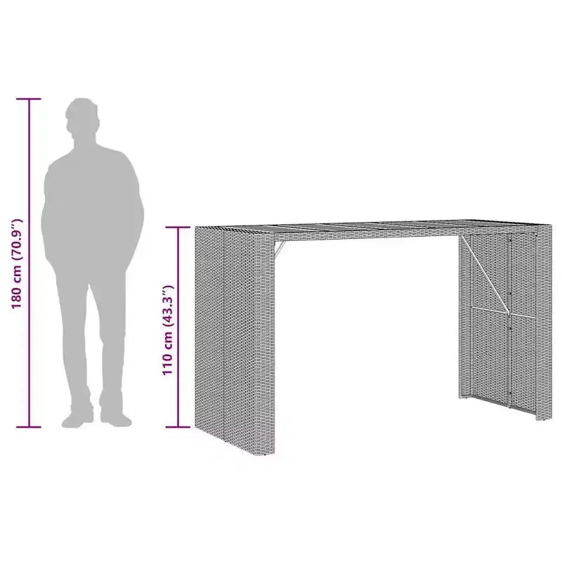 vidaXL Set da Bar 7 Pezzi da Esterno Nero - Polyrattan e Legno di Acacia Resistente alle Intemperie con Sgabelli