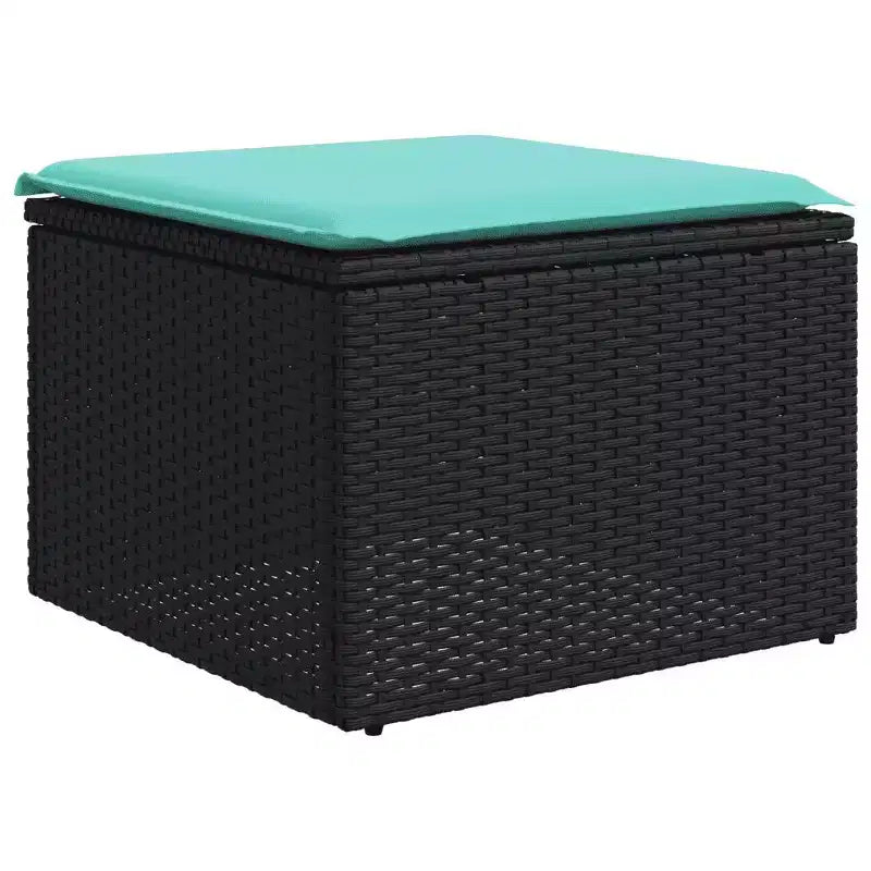 vidaXL Set Divani da Giardino 8 pz con Cuscini Nero e Blu in Polyrattan