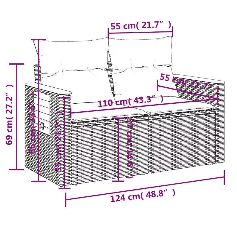 vidaXL Set divani da giardino grigio Rattan PE Materiali resistenti ai raggi UV