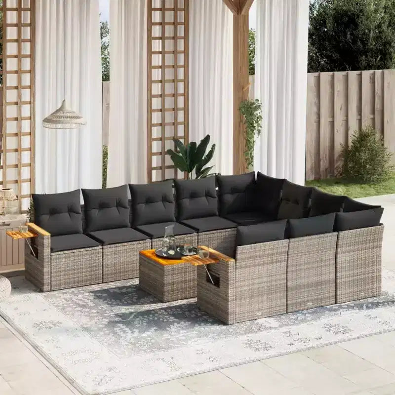 vidaXL Set divani da giardino grigio Rattan PE Materiali resistenti ai raggi UV