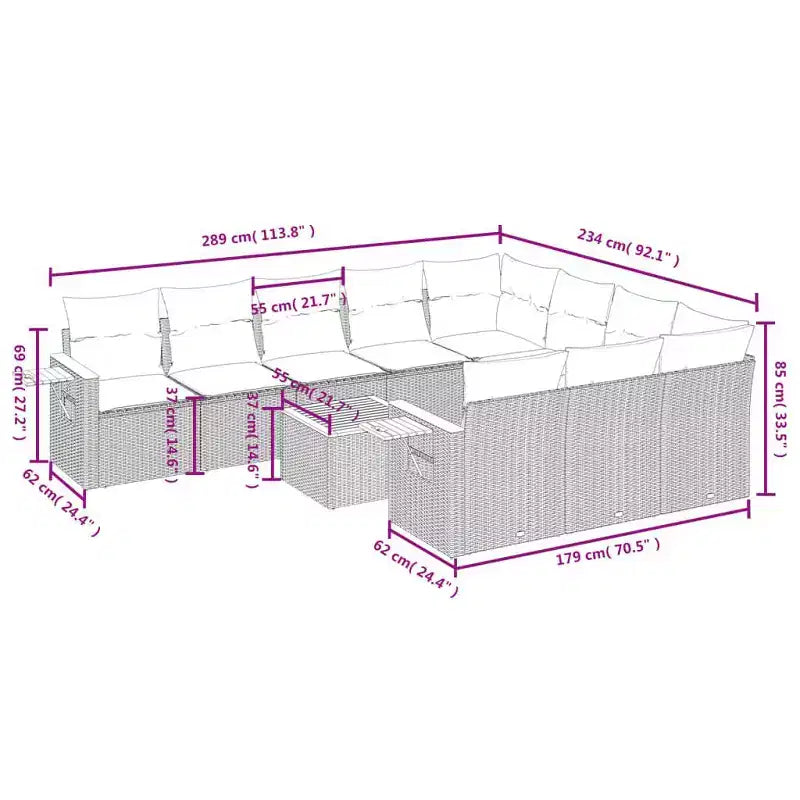 vidaXL Set divani da giardino grigio Rattan PE Materiali resistenti ai raggi UV