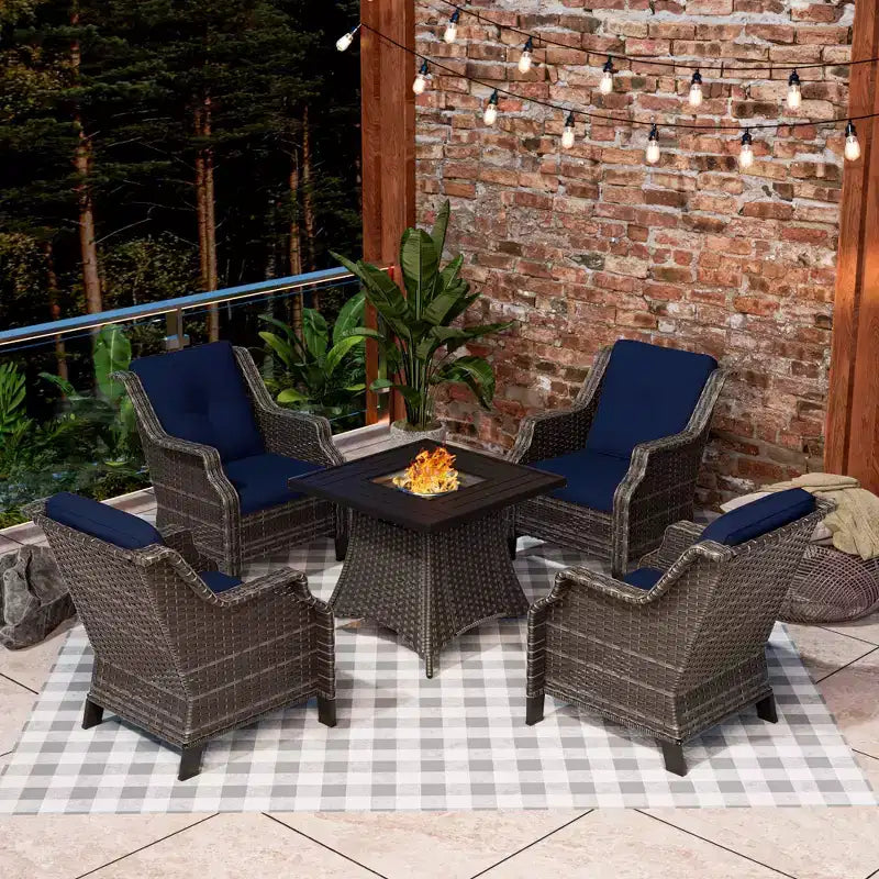 Set Salotto 4 Posti UPTIOT Con Braciere E Cuscini