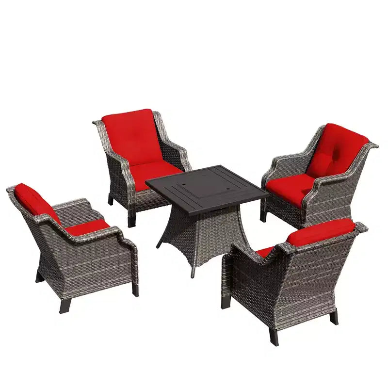 Set Salotto 4 Posti UPTIOT Con Braciere E Cuscini