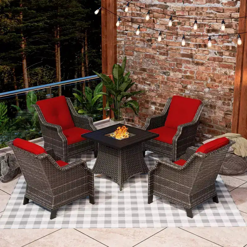 Set Salotto 4 Posti UPTIOT Con Braciere E Cuscini