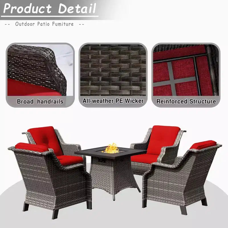 Set Salotto 4 Posti UPTIOT Con Braciere E Cuscini