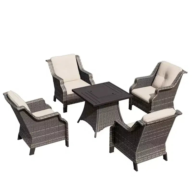 Set Salotto 4 Posti UPTIOT Con Braciere E Cuscini