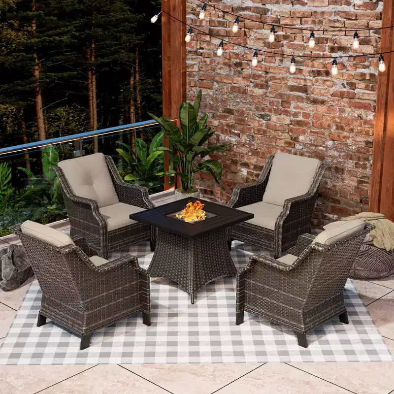 Set Salotto 4 Posti UPTIOT Con Braciere E Cuscini
