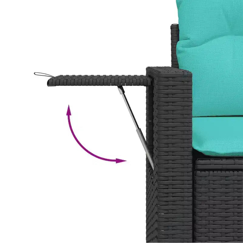 vidaXL Set Divani da Giardino 7 Pezzi con Cuscini in Polyrattan Nero