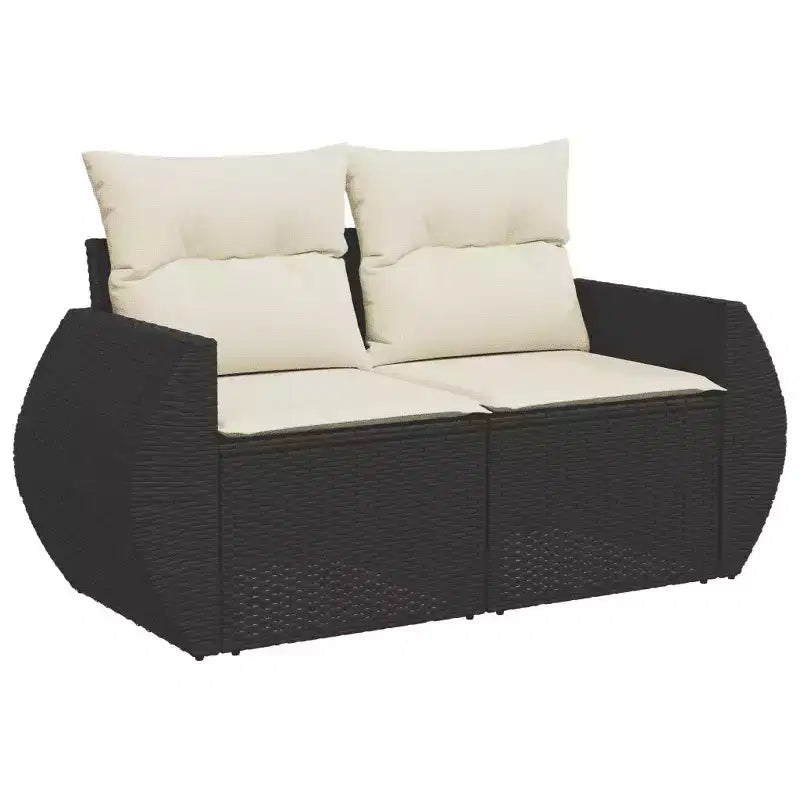 vidaXL Set Divani da Giardino 7 pz con Cuscini - Nero e Crema