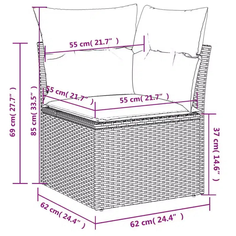 vidaXL Salotto da Giardino 4 pz con Cuscini Nero Polyrattan