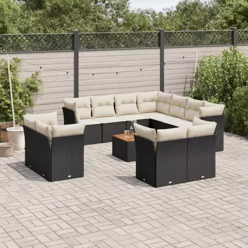 vidaXL Set Divani da Giardino Nero
