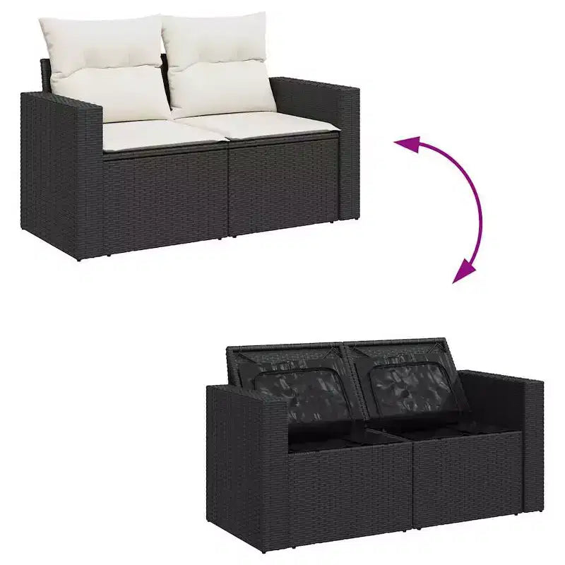 vidaXL Salotto da giardino 8 pz in polyrattan nero Materiali resistenti ai raggi UV