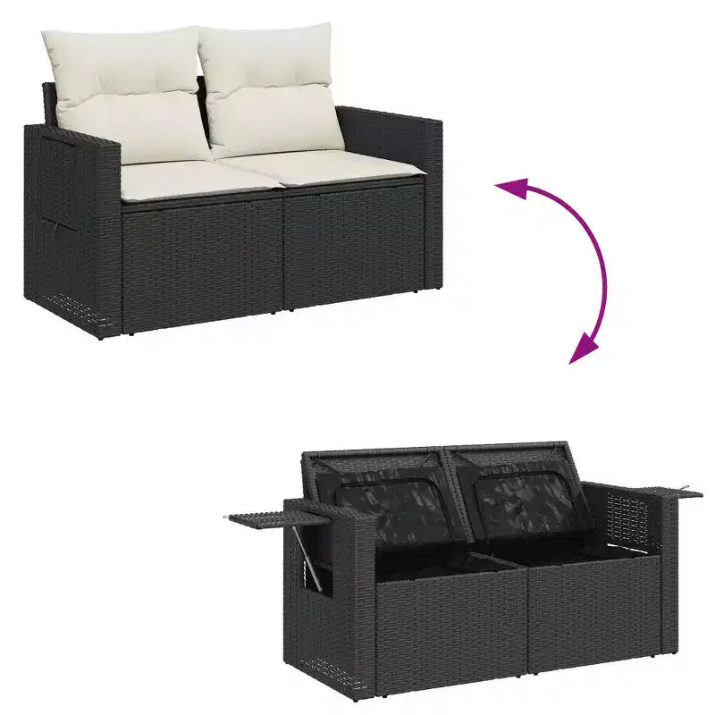 vidaXL Set Divani da Esterno a 6 Pezzi con Cuscini Nero e Crema