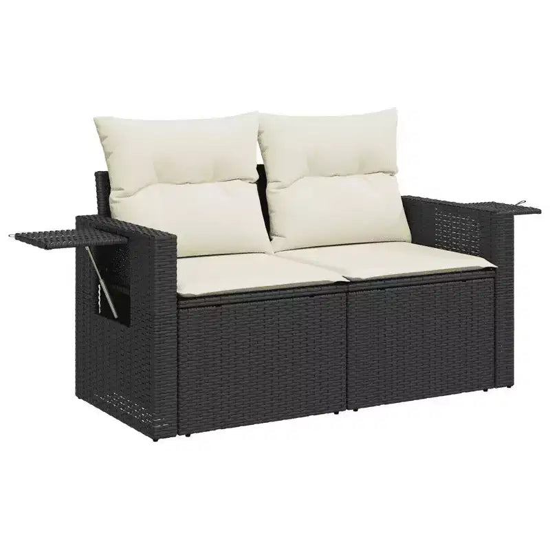 vidaXL Set Divani da Esterno a 6 Pezzi con Cuscini Nero e Crema